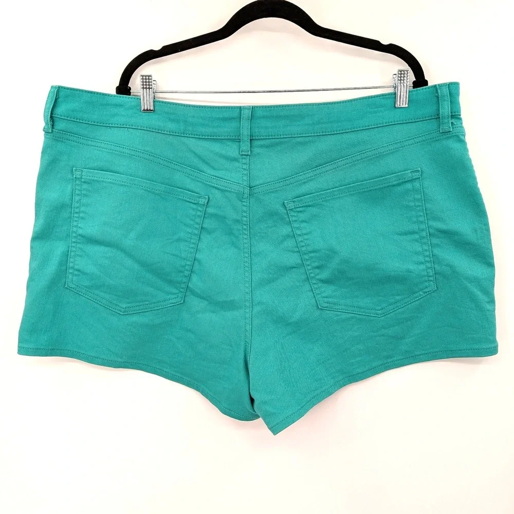 High Rise Denim Shorts Teal Stretch Fitted Casual Old Navy Size‎ 22